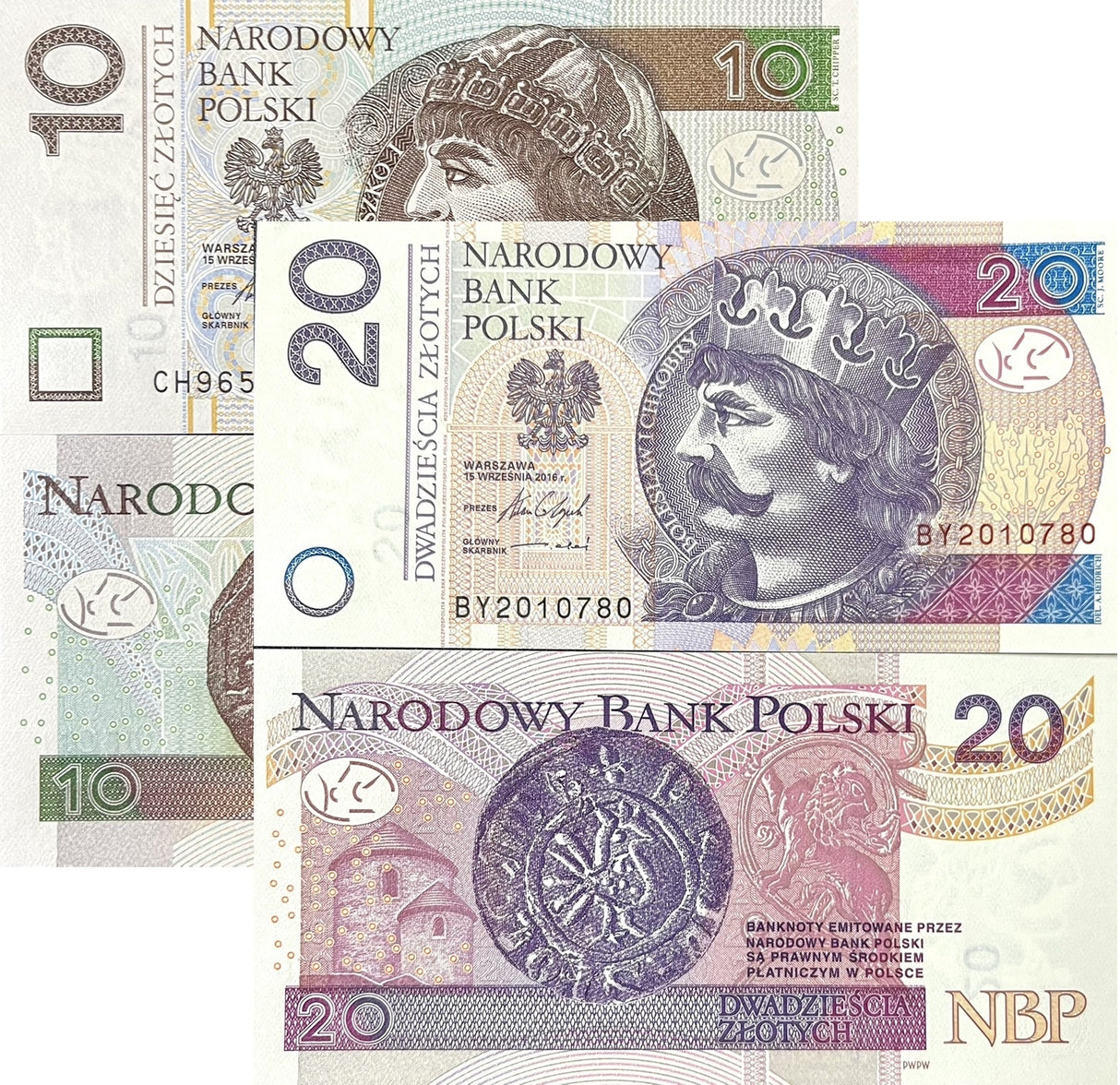Poland Set 2 Pcs 10 20 Zlotych 2016 /2017 P 183 P 184 UNC
