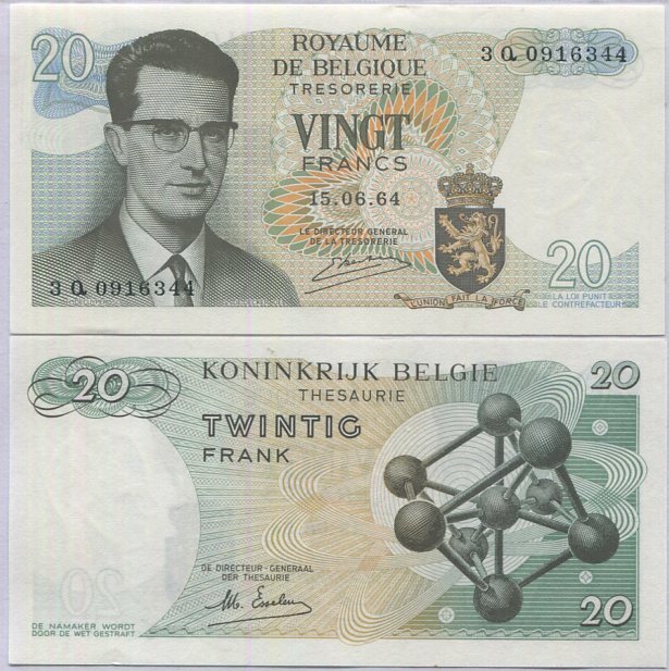 Belgium 20 Francs 1964 P 138 AUnc
