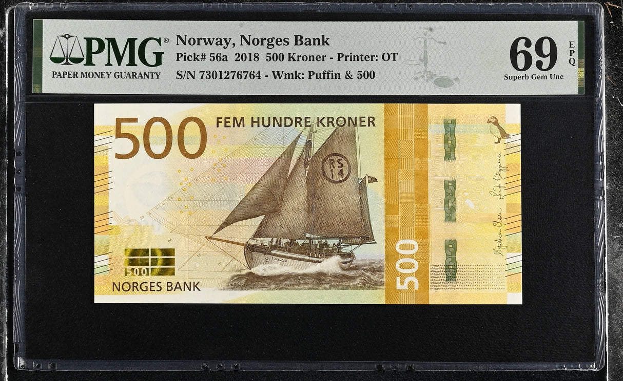 Norway 500 Kroner 2018 P 56 a Superb Gem UNC PMG 69 EPQ