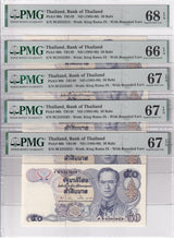 Thailand Set 5; 50 Baht ND 1985 P 90 b Near Solid Superb UNC PMG 66 67 68 EPQ
