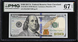 United States 100 Dollars USA 2017A P 548 D Cleveland Superb Gem UNC PMG 67 EPQ
