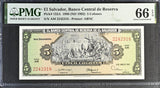 El Salvador 5 Colones 1980 ND 1992 P 132A Gem UNC PMG 66 EPQ