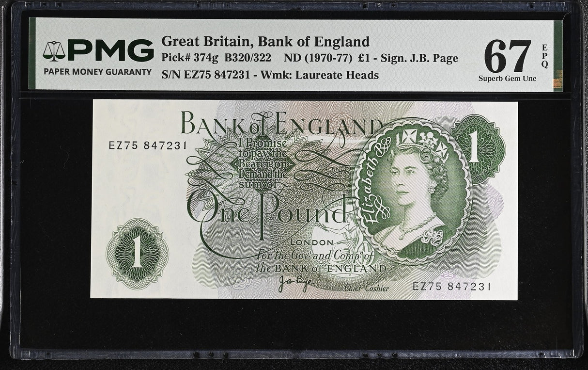 Great Britain 1 Pound ND 1970-1977 P 374 g Superb Gem UNC PMG 67 EPQ