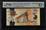 Papua New Guinea 50 Kina 2008 P 32 as SPECIMEN Superb Gem UNC PMG 67 EPQ Top Pop