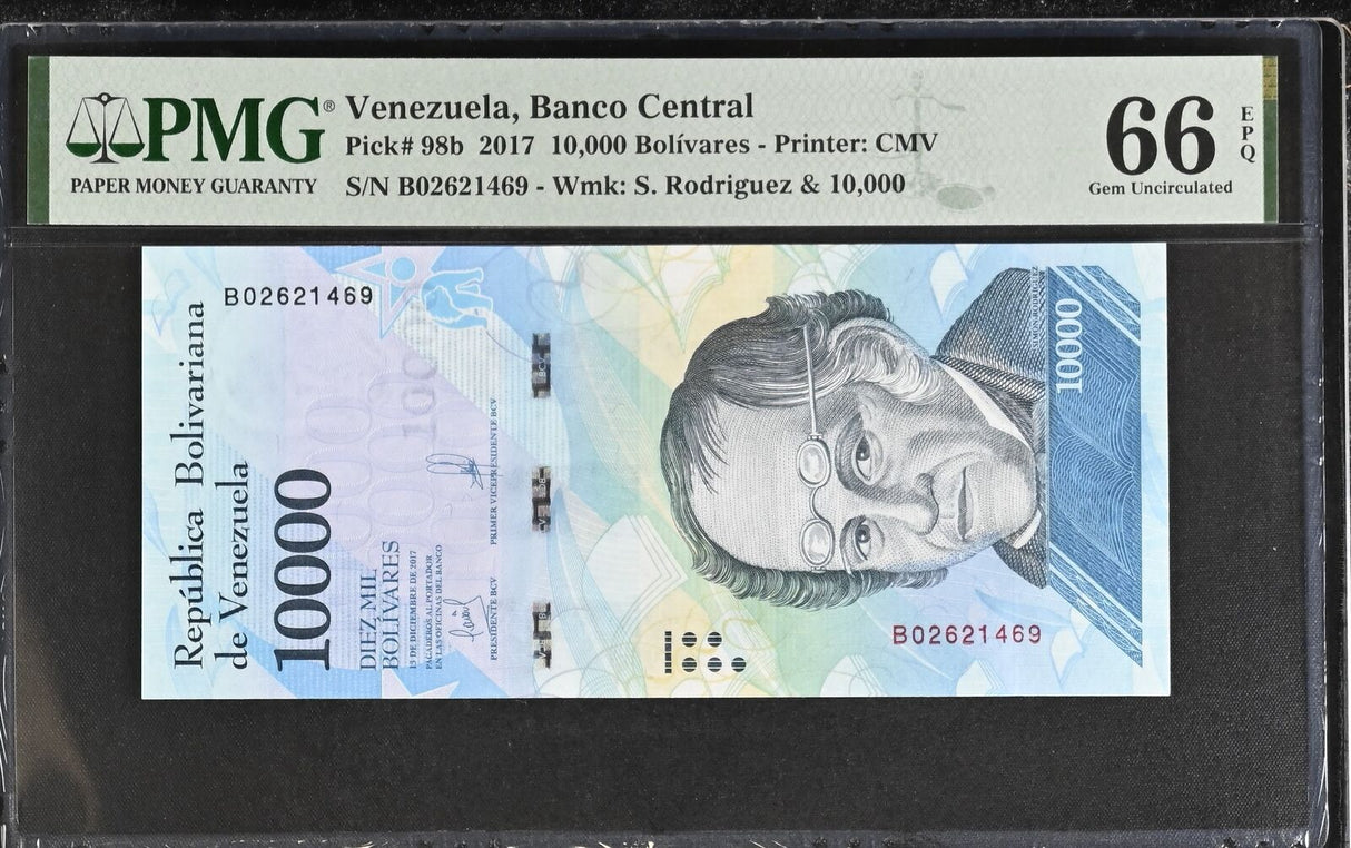 Venezuela 10000 Bolivares 2017 P 98 b Gem UNC PMG 66 EPQ