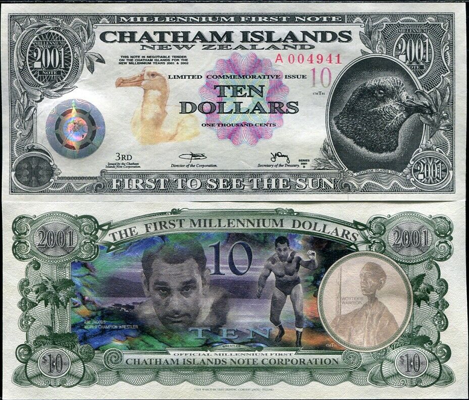 CHATHAM ISLAND 10 DOLLARS 2001 TYVEK COMM. UNC
