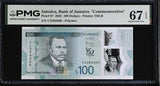 Jamaica 100 Dollars 2022 P 97 Commemorative Polymer Superb Gem UNC PMG 67 EPQ