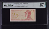 Indonesia 25 Sen 1964 P 93 a Low #32 Superb Gem UNC PMG 67 EPQ