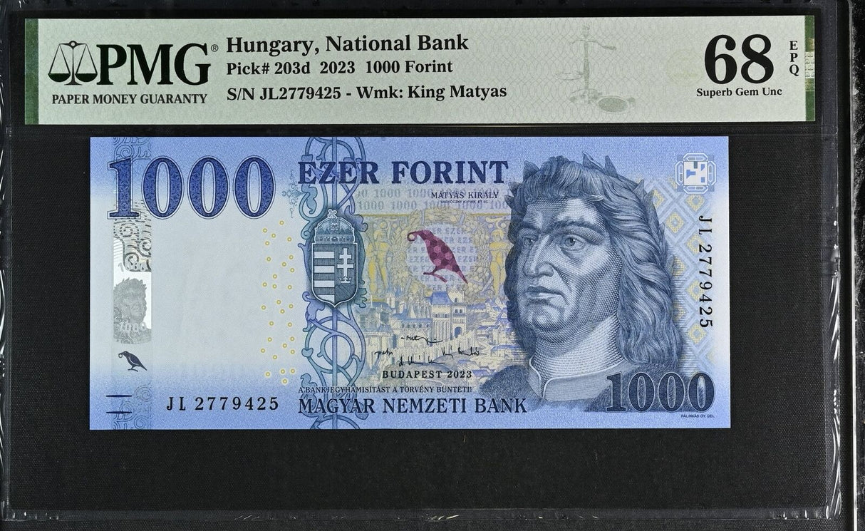 Hungary 1000 Forint 2023 P 203 d Superb Gem UNC PMG 68 EPQ TOP POP