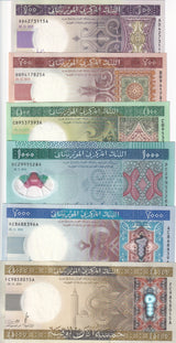 Mauritania Set 6 UNC 100 200 500 1000 2000 5000 Ouguiya 2011-2015 P 16-19 21