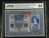 Austria 1000 Kronen 1902 ND 1919 P 60 Choice UNC PMG 64 EPQ