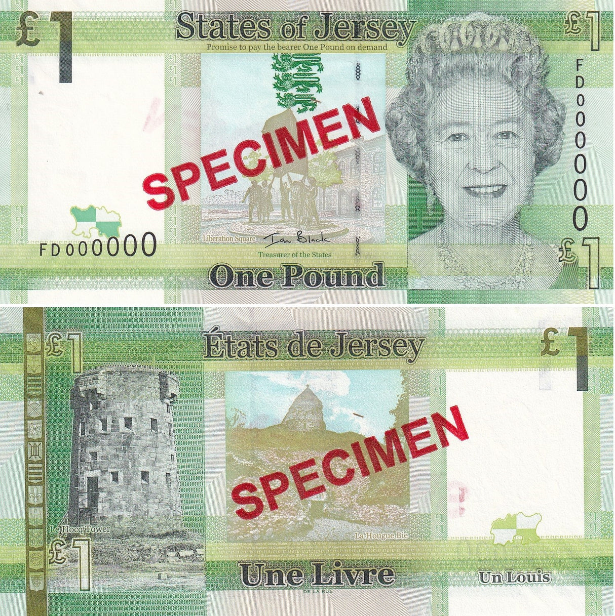 Jersey 1 Pound ND 2018 QE II P 32 Specimen UNC