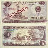 Vietnam 10 Dong 1985 P 93 Specimen UNC W/Yellow Tone ,Lake Hoan Kiem ,Hanoi