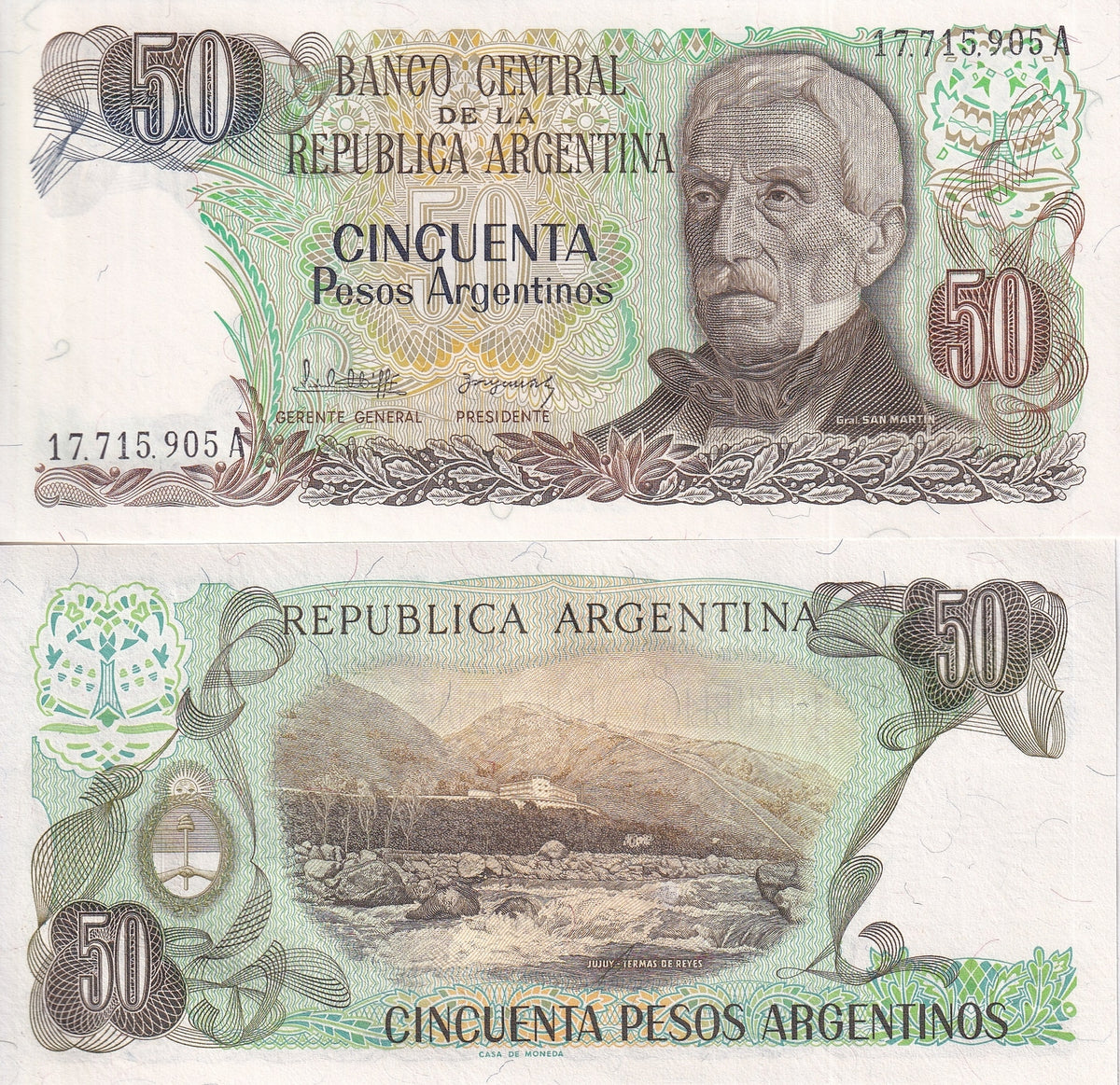 Argentina 50 Pesos Argentinos 1983 P 314 UNC ,Termes de Reyes, Jujuy