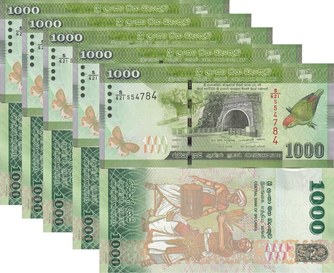 Sri Lanka 1000 Rupees 2024 issue 2026 P 127 NEW Date & Sign UNC LOT 5 PCS