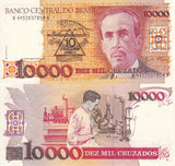 Brazil 10 C.N on 10000 Cruzados ND 1989 P 218 b UNC