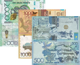 Kazakhstan set 3 UNC 500 100 2000 Tenge 2014-2017-2024 P A45 45 53 NEW