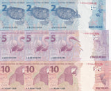Brazil SET 3 X Lot 3 =9 UNC 2 5 10 Reais 2010-2020 P 252 P 253 P 254 Random Sign