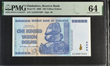 Zimbabwe 100 Trillion Dollars 2008 P 91 Choice UNC PMG 64