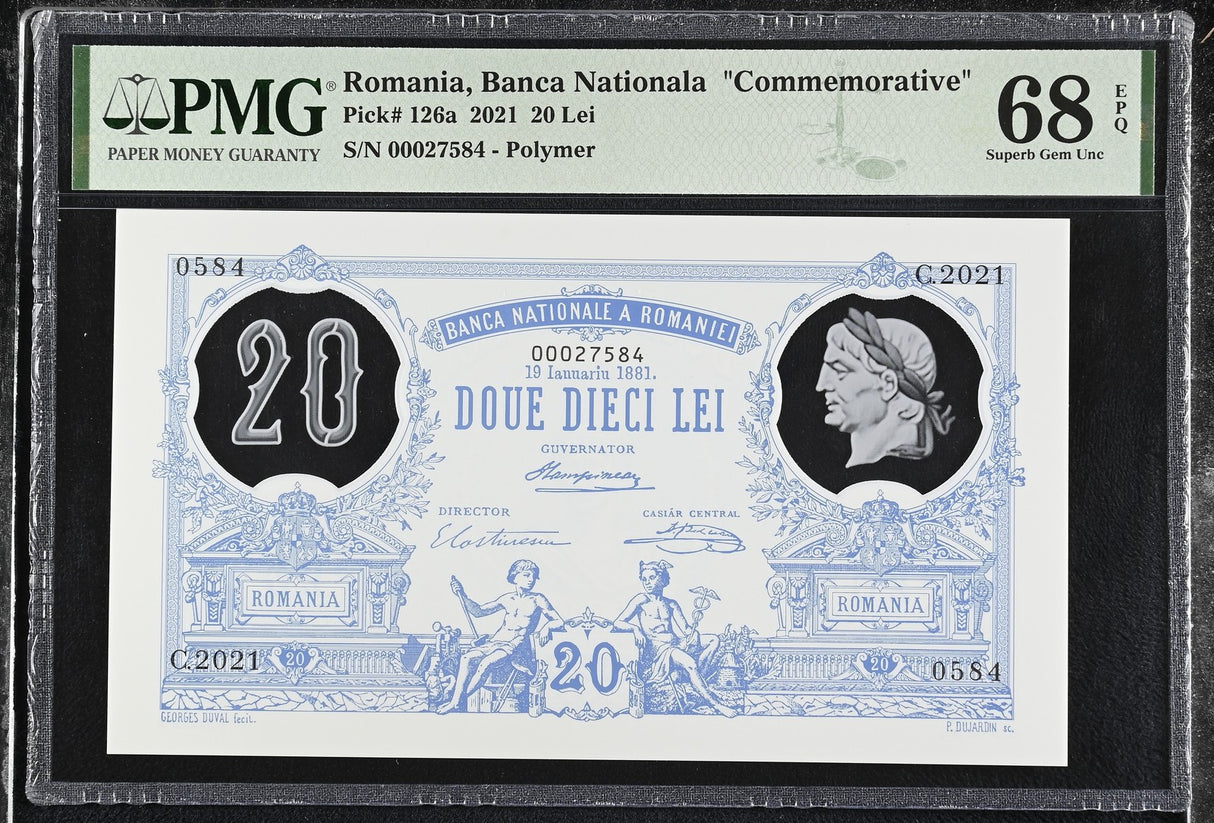 Romania 20 Lei 2021 P 126 a Polymer Commemorative Superb Gem UNC PMG 68 EPQ