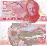Falkland Islands SPECIMEN set 3 UNC 5 10 20 Pounds 2025 P NEW Polymer K Charles