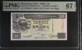 Hong Kong 20 Dollars 2002 HSBC P 201 d Superb Gem UNC PMG 67 EPQ