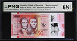 Jamaica 50 Dollars 2022 P 96* Replacement Superb Gem UNC PMG 68 EPQ