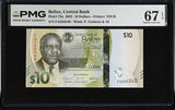 Belize 10 Dollars 2025 P 75 a Superb Gem UNC PMG 67 EPQ