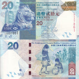 Hong Kong 20 Dollars 2013 P 212 HSBC UNC