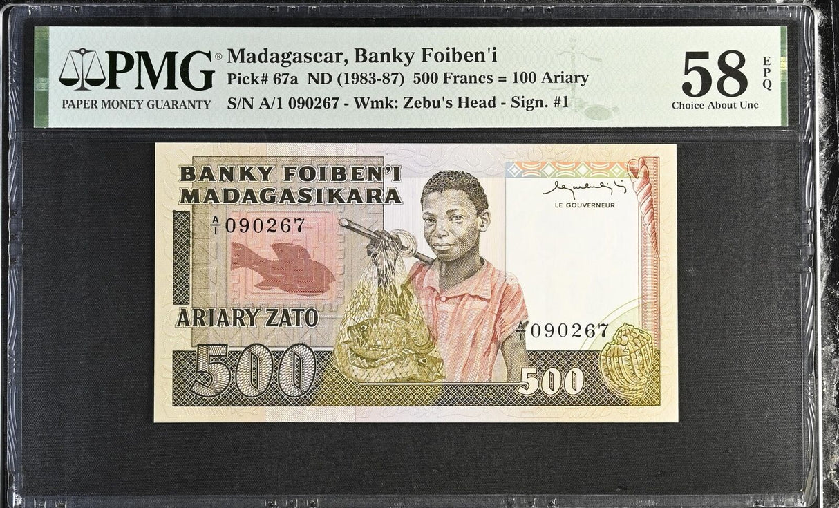Madagascar 500 Francs ND 1983-1987 P 67 a Choice About UNC PMG 58 EPQ