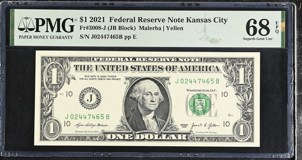 United States 1 Dollar Usa 2021 P 549 J Kansas Superb Gem UNC PMG 68 EPQ Top Pop