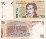 Argentina 10 Pesos 2003 P 354* Replacement R-A UNC, General Manuel Belgrano