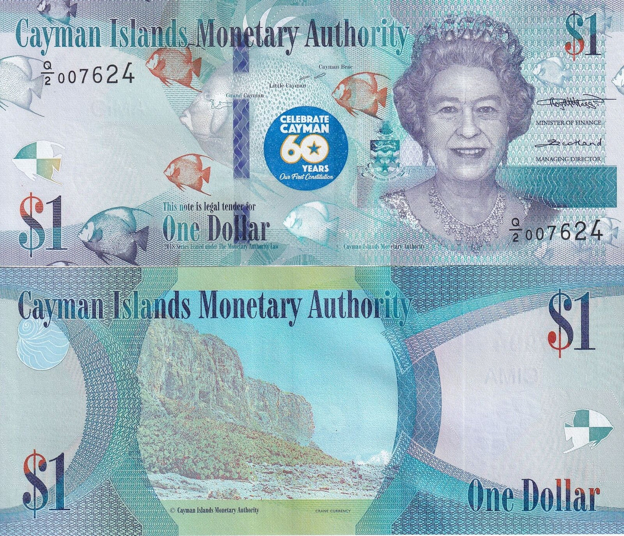 Cayman Islands 1 Dollar 2018 2020 Comm. QEII Q/2 P 44 UNC
