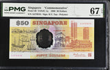 Singapore 50 Dollars 1990 P 30 Polymer Commemorative Superb Gem UNC PMG 67 EPQ