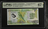 Gambia 20 Dalasis 2014 Polymer Commemorative P 30 a Superb Gem UNC PMG 67 EPQ