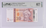 Tajikistan 10 Somoni 2018 P 24 c Superb Gem UNC PMG 67 EPQ