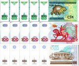 Uzbekistan Set 3 X 5 SETS = 15 UNC 200 500 1000 Som 1997 1999 2001 P 80 81 82