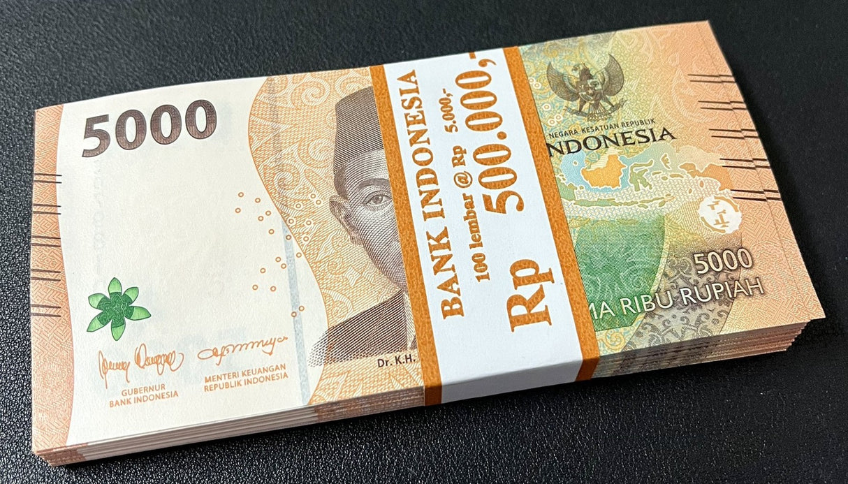 Indonesia 5000 Rupiah 2022 / 2024 P 164 UNC Lot 100 Pcs 1 Bundle