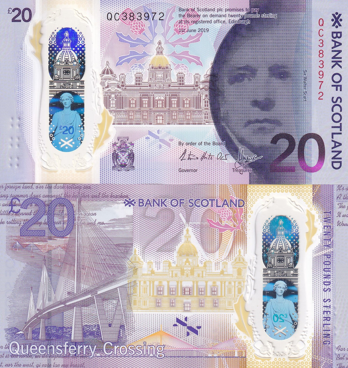 Scotland 20 Pounds 2021 Polymer P W134 UNC ,Commemorative  ,Queensferry
