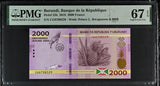 Burundi 2000 Francs 2018 P 52 b Superb Gem UNC PMG 67 EPQ