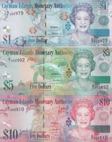 Cayman Islands Set 3 PCS 1 5 10 Dollar 2010 QEII P 38 P 39 P 40 UNC