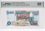 Zambia 50 Kwacha 2014 P 53 c Superb Gem UNC PMG 68 EPQ