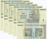 Zimbabwe 10 Trillion Dollars 2008 P 88 AUnc LOT 5 Pcs