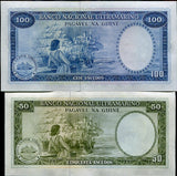 Portuguese Guinea Set 2 Pcs 50 100 Escudos 1971 P 44 45 UNC , Nuno Tristao