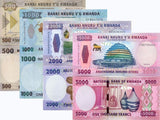 Rwanda SET 4 UNC 500 1000 2000 5000 FRANCS 2019 -2024 P 39 42 44 45