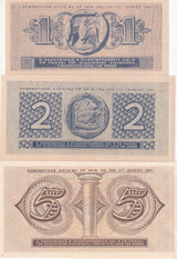 Greece Set 3 UNC 1 2 5 Drachmai 1941 P 317 P 318 P 319