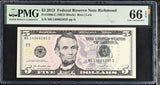 United States 5 Dollars Usa 2013 P 539 E Richmond Gem UNC PMG 66 EPQ