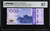 Norway 1000 Kroner 2019 P 57 a Superb Gem UNC PMG 67 EPQ , Wave ,Printer OT