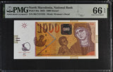 North Macedonia 1000 Denari 2022 P 30 a Gem UNC PMG 66 EPQ
