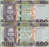 South Sudan 500 Pounds 2024/2025 P 20 NEW Letter currency UNC